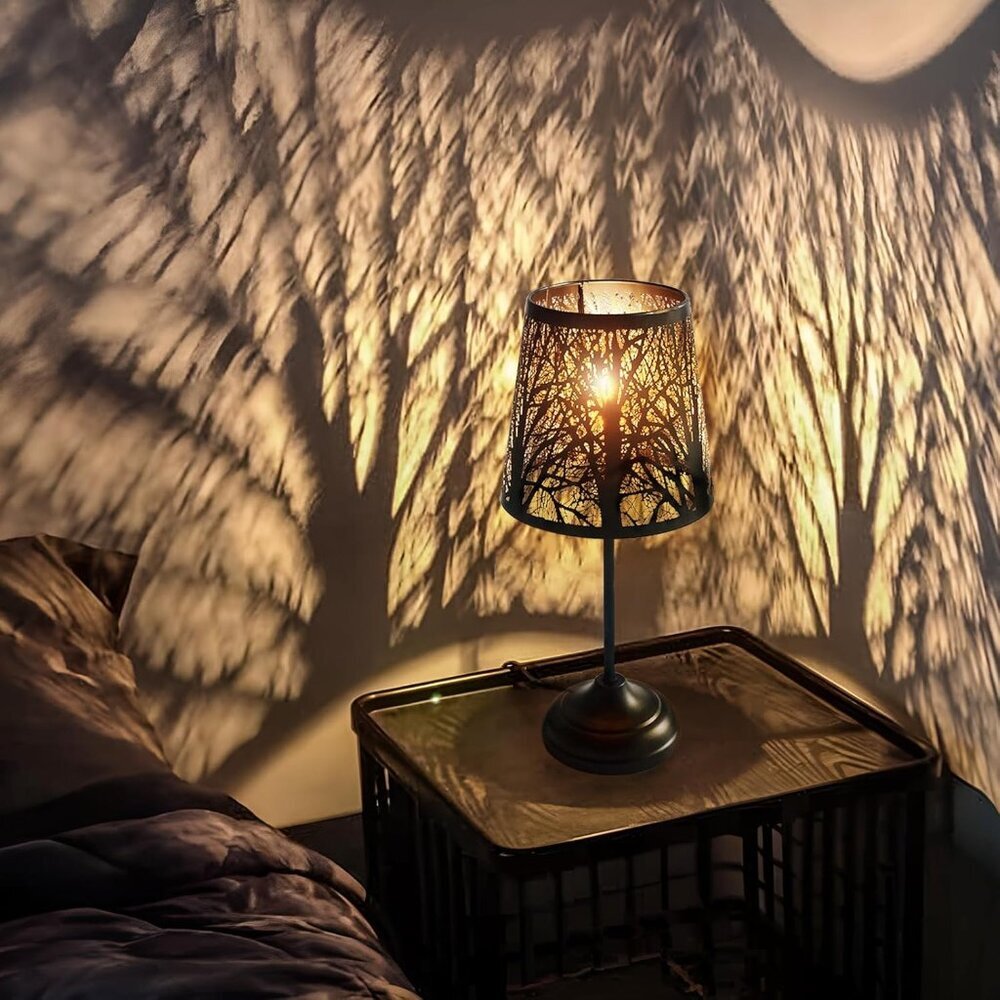 Table Lamp with Dimmer, 3 Levels Dimmable Touch Switch, Black Shadow Table Lamp,